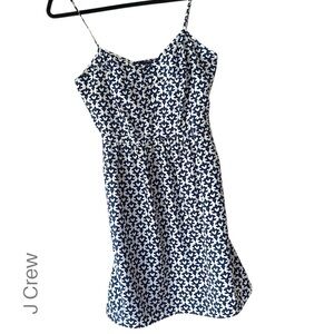 J CREW | NWOT BLUE & WHITE PRINT SPAGHETTI STRAP DRESS V-NECK LINED | SIZE: 2